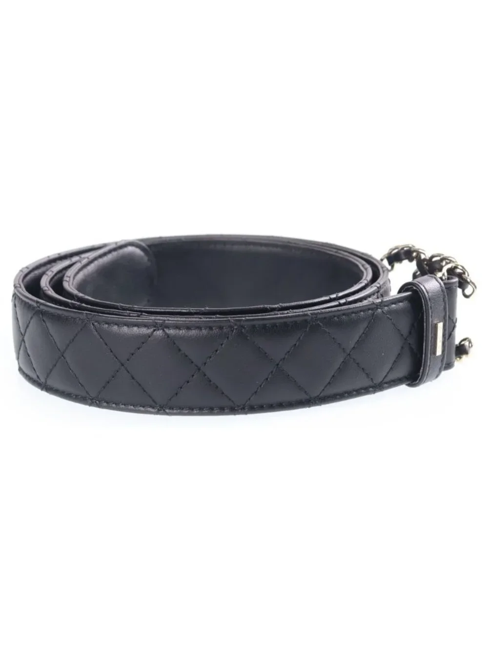 Chanel CC Logo Leather Belt Black